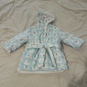 Zack & Zoey Plush Bathrobe in Light Blue with Elephant Design